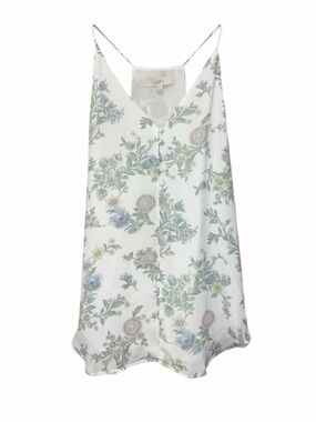 LOFT Floral Button Front Cami Tank XS White Multicolor